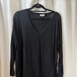 Piko 1988 Black V-Neck Long Sleeve Women's Top